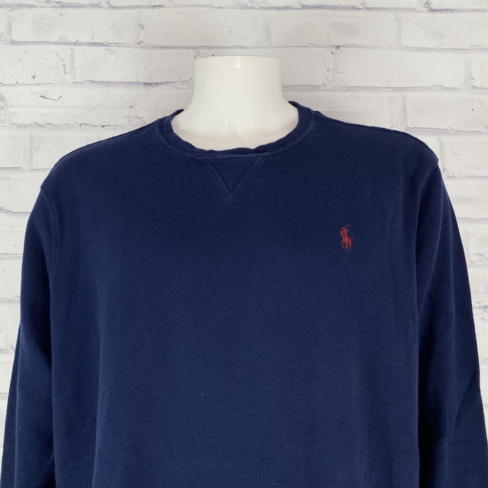 Ralph Lauren Polo Sweater Men's XXL Crew Neck Pullover Navy Blue Pony